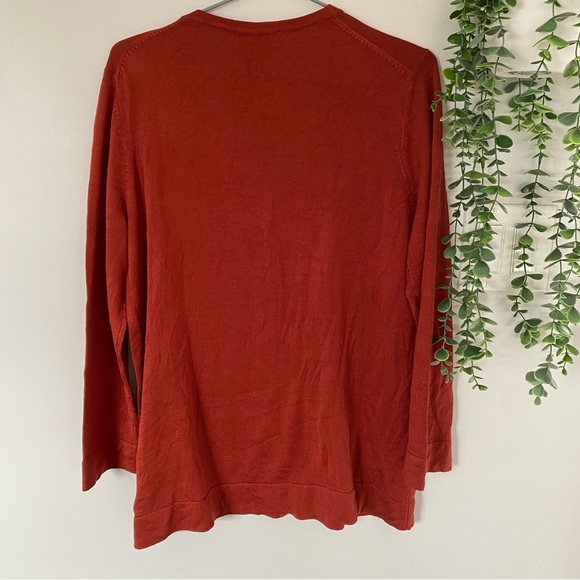 Eddie Bauer Silk Button Up Cardigan Pumpkin Size Medium Petite - Picture 9 of 9